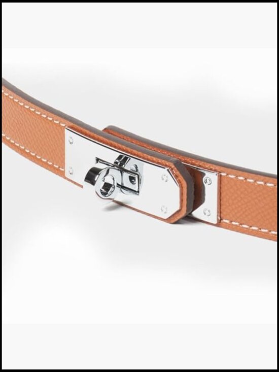 Women\'s Adjustable Thin Skinny Belt with Alloy Turn Lock